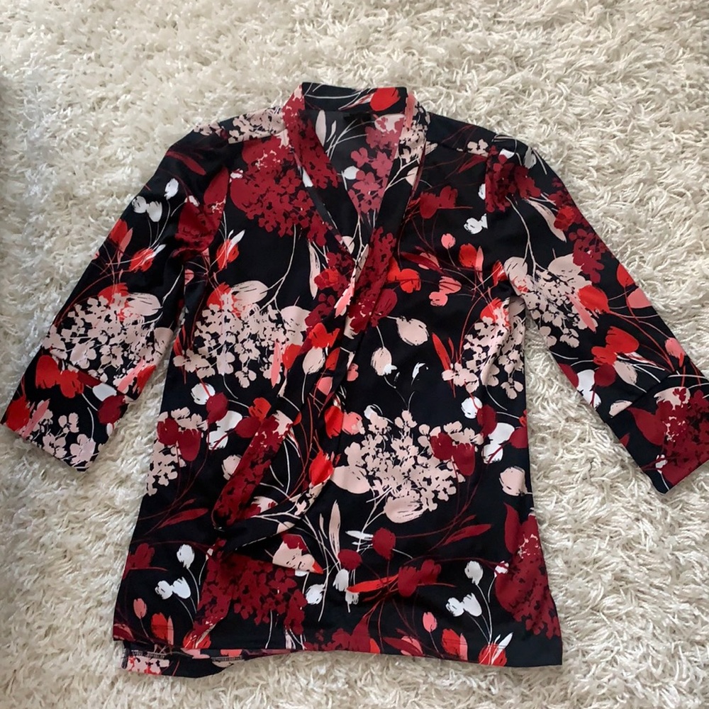 Worthington Red Floral Blouse (barely worn)